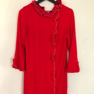 Vintage red ruffled dress